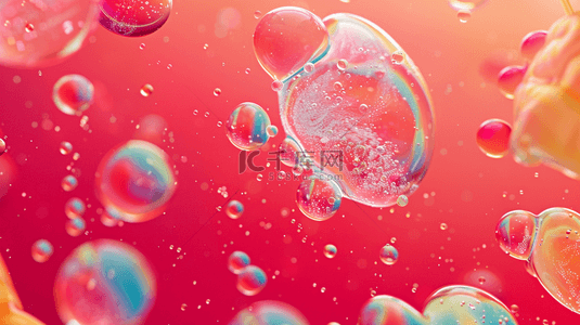 红色场景晶莹泡沫气泡的背景