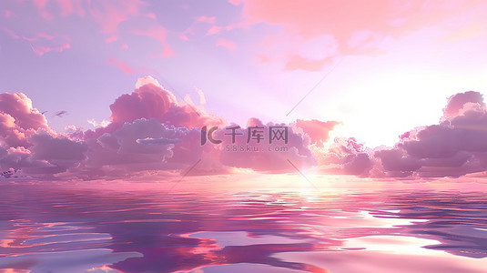 大海背景图片_日落黄昏粉红色的天空背景素材