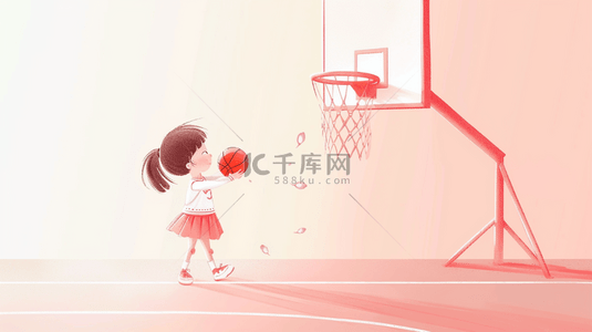 比赛场地背景图片_一个练习投篮的女孩背景