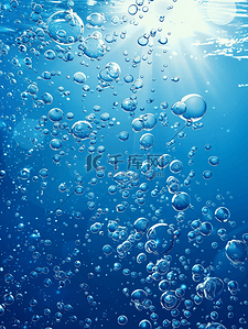 气泡渐变背景背景图片_蓝色深海泡沫水珠气泡的背景