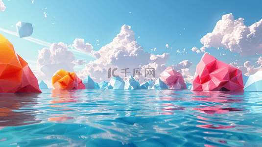 钻石画主图背景图片_水面碎片钻石合成创意素材背景