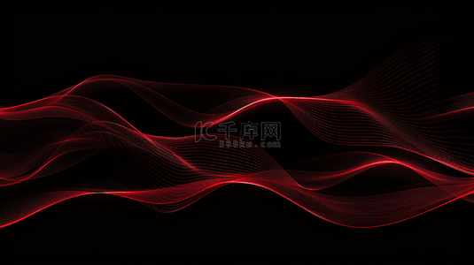 黑背景图片_抽象的黑色背景上有红色波浪背景