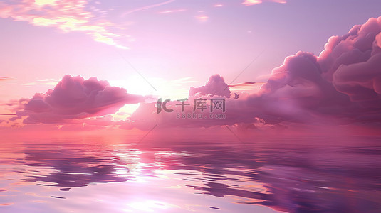 大海背景图片_日落黄昏粉红色的天空设计图