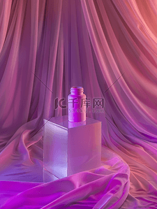 精致浪漫紫色护肤品展示台的背景