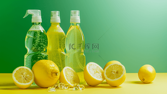 绿色简约柠檬橄榄油的背景
