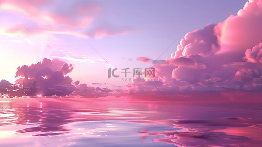 大海背景图片_日落黄昏粉红色的天空背景图片