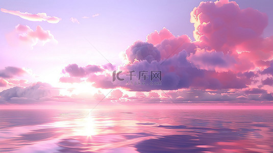大海背景图片_日落黄昏粉红色的天空素材