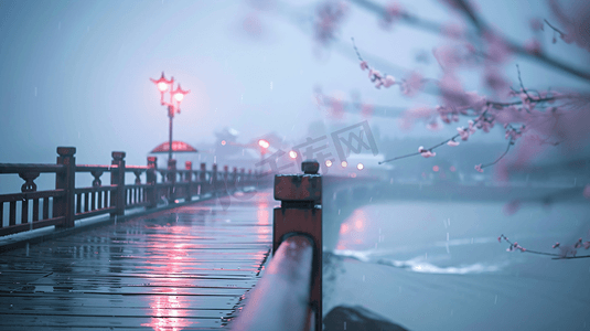 雨天的桥和道路交通摄影1