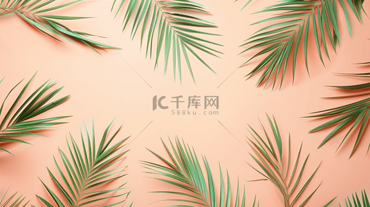 简约夏季粉色背景图片_粉色棕榈叶夏季装饰纹理背景