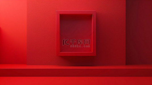 红色展台单调合成创意素材背景