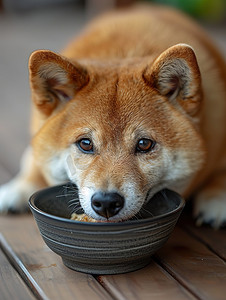 宠物狗在吃狗粮萌宠摄影照片