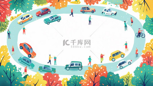 汽车logo背景图片_汽车人群环形合成创意素材背景