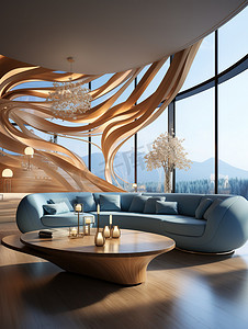 创意几何设计元素现代客厅照片
