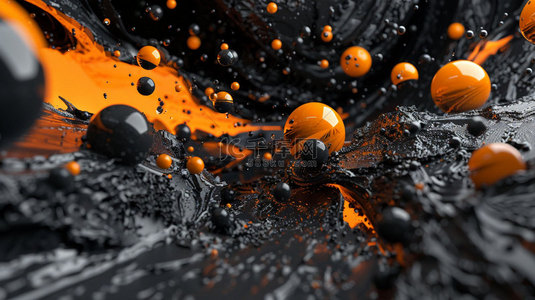 立体黑背景图片_橙黑圆形立体合成创意素材背景