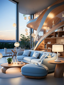 创意几何设计元素现代客厅高清图片