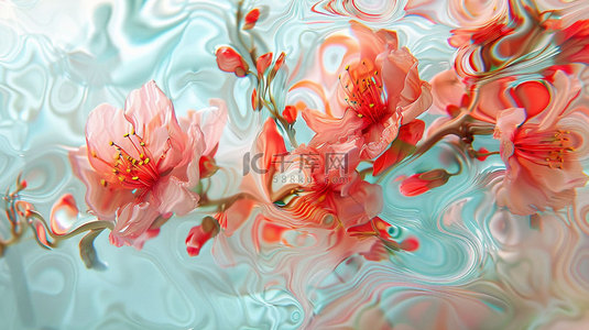 水面鲜花绽放合成创意素材背景