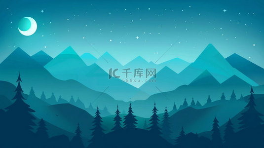 合成森林背景背景图片_远山森林明月合成创意素材背景