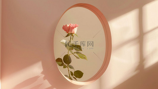 镜子背景图片_镜子花束粉色合成创意素材背景