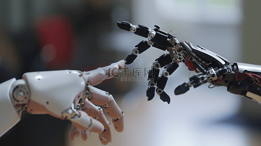 机器人背景图片_人类机器人牵手合成创意素材背景