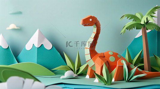 恐龙纸片模型合成创意素材背景
