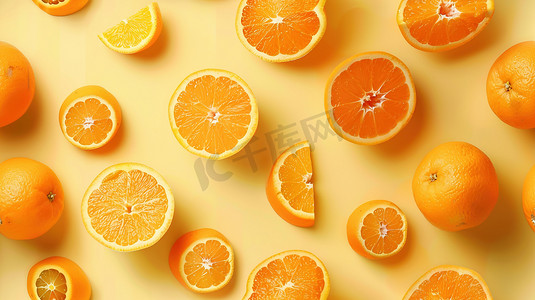 浅黄底色上的夏日香橙图片