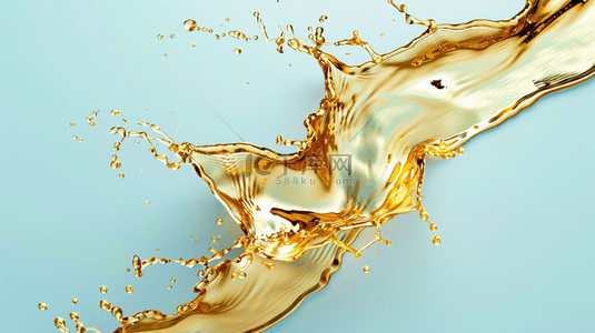 金色背景图片_蓝色场景下拍摄黄色液体抛洒的背景