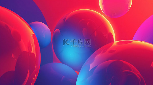 红背景图片_红蓝圆形球体合成创意素材背景