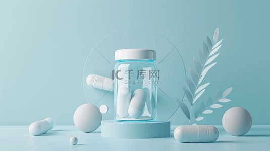 胶囊药盒药品合成创意素材背景