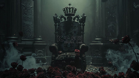 黑色玫瑰皇冠合成创意素材背景