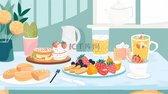 绘画餐桌食物合成创意素材背景