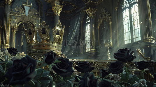 黑色玫瑰背景图片_黑色玫瑰皇冠合成创意素材背景