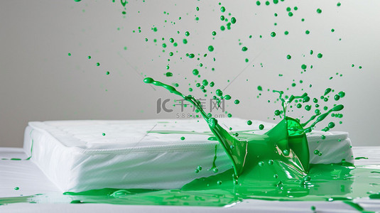 床垫背景图片_绿色液体床垫泼洒合成创意素材背景