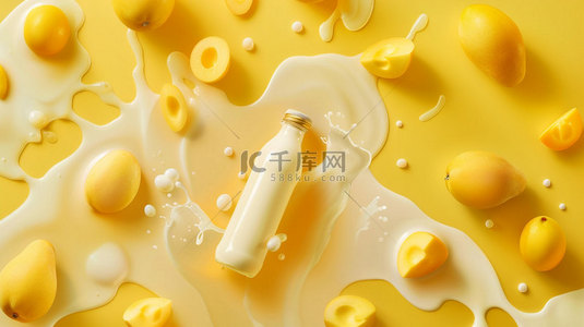 芒果mbe背景图片_黄色芒果牛奶合成创意素材背景
