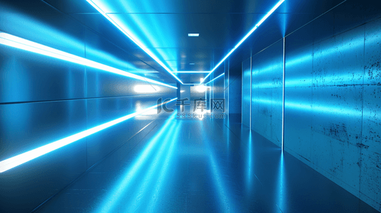 室内背景图片_蓝色室内空间走廊灯光造型设计的背景