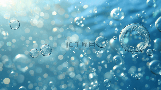 水背景图片_蓝色场景气泡泡沫的背景