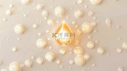 金黄色水滴状水珠透亮的背景