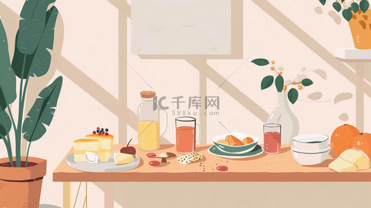 绘画餐桌食物合成创意素材背景