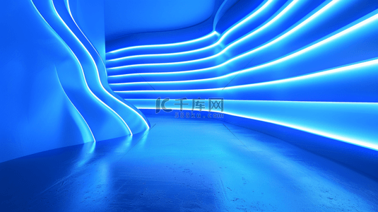 蓝色室内空间走廊灯光造型设计的背景