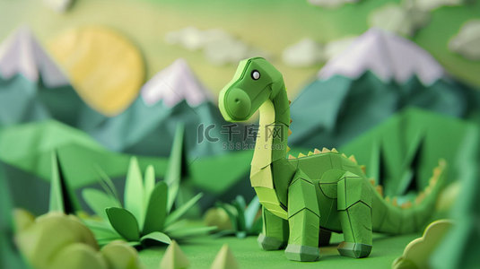 恐龙背景图片_恐龙纸片模型合成创意素材背景