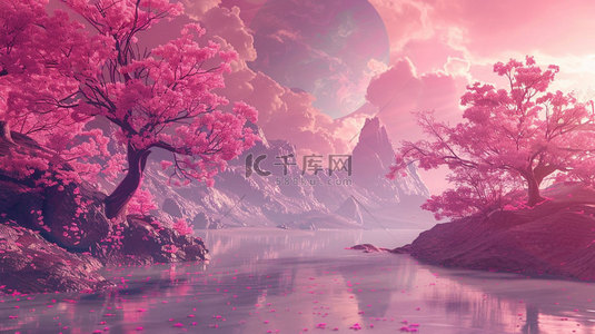 粉色天空自然合成创意素材背景