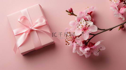 粉色礼盒背景图片_粉色礼盒鲜花合成创意素材背景
