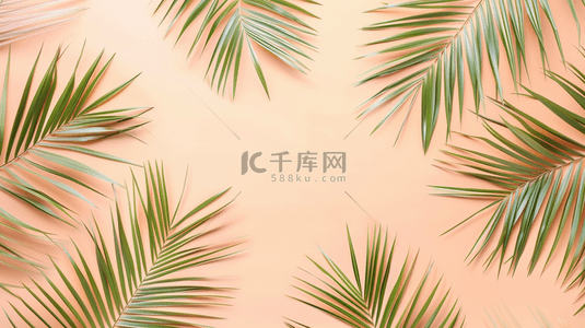 粉色棕榈叶夏季装饰纹理背景
