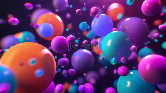 彩色球体悬浮合成创意素材背景