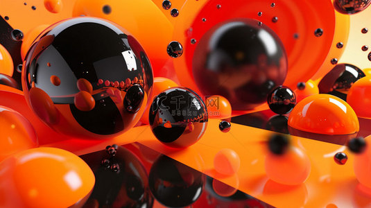 橙黑圆形立体合成创意素材背景