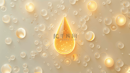 水滴形状背景图片_金黄色水滴状水珠透亮的背景