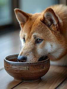 宠物狗在吃狗粮萌宠高清摄影图