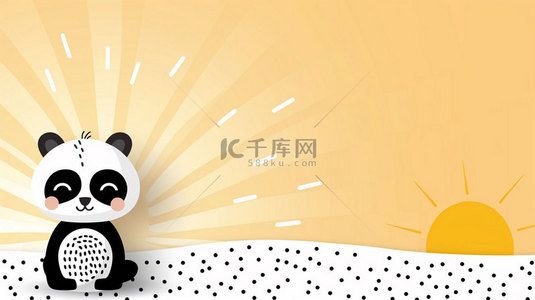 熊猫树枝卡通合成创意素材背景