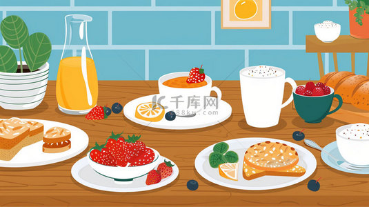 绘画餐桌食物合成创意素材背景