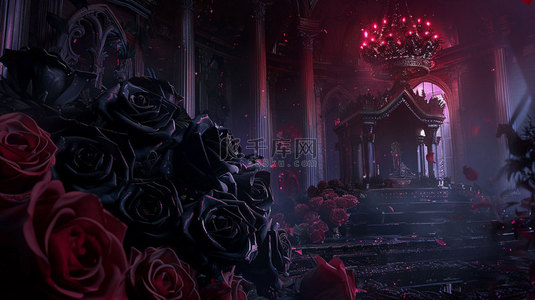 黑色玫瑰背景图片_黑色玫瑰皇冠合成创意素材背景