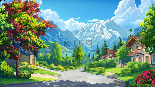 冰川时代背景图片_道路冰川绘画合成创意素材背景